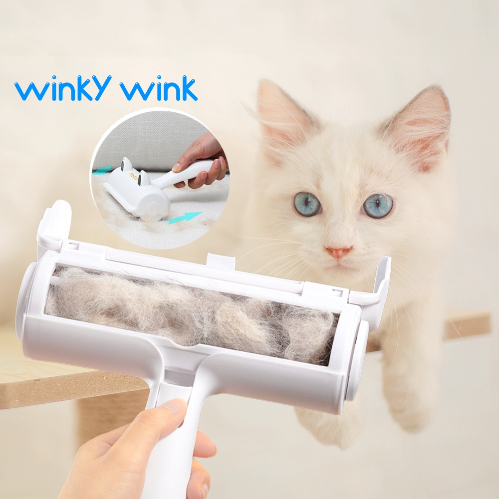 Winky Wink ‍แปรงกำจัดเส้นผม แมวสุนัข แปรงกำจัดขน ลูกกลิ้ง ที่รูดเส้นผม กระดาษกาว ขน เส้นผม ฝุ่น Pet Clean