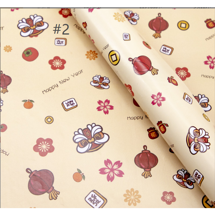 🍍🍍PK🍍🍍กระดาษห่อของขวัญ ลายการ์ตูนตรุษจีน วันปีใหม่ กระดาษเนื้อดี เกรดพรีเมี่ยม ขนาด 74*50 ซม. - รูปที่ 5