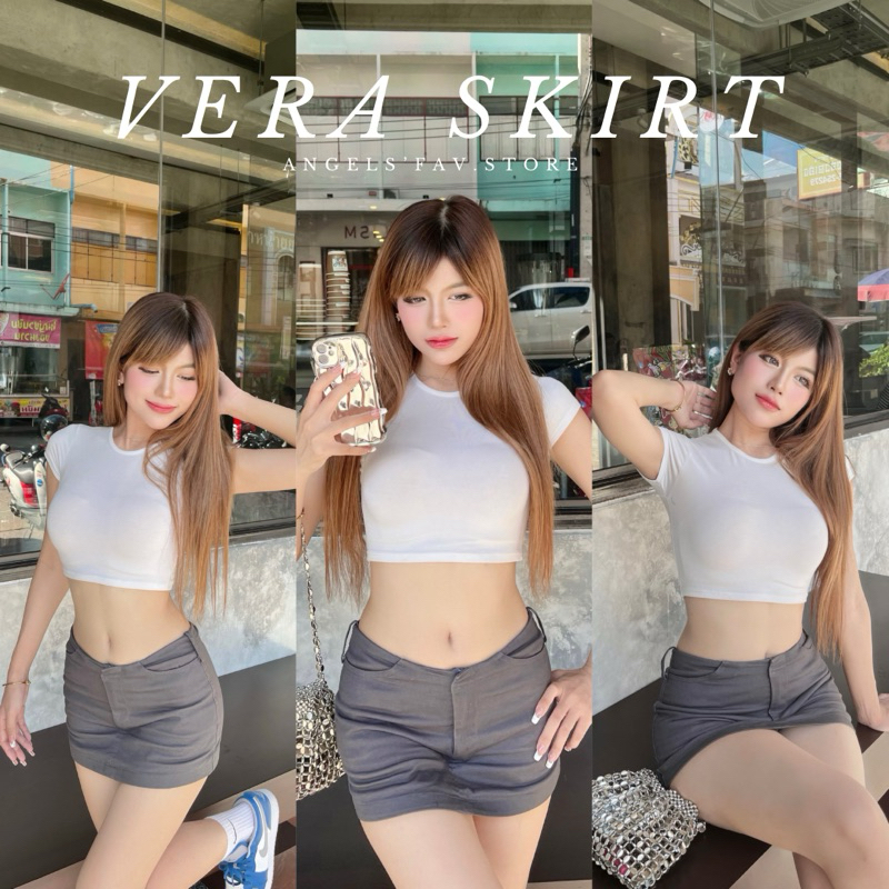 ANGELS.FAV |*ใช้โค้ดในไลฟ์เหลือ 344.- กระโปรงเอวต่ำ Vera skirt แซ่บแบบ y2k (มีซับใน) กระโปรงสั้น