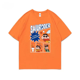 เสื้อยืดแขนสั้นคอกลม เสื้อแฟชั่น สกรีนลายน่ารัก ชายหญิง ES03