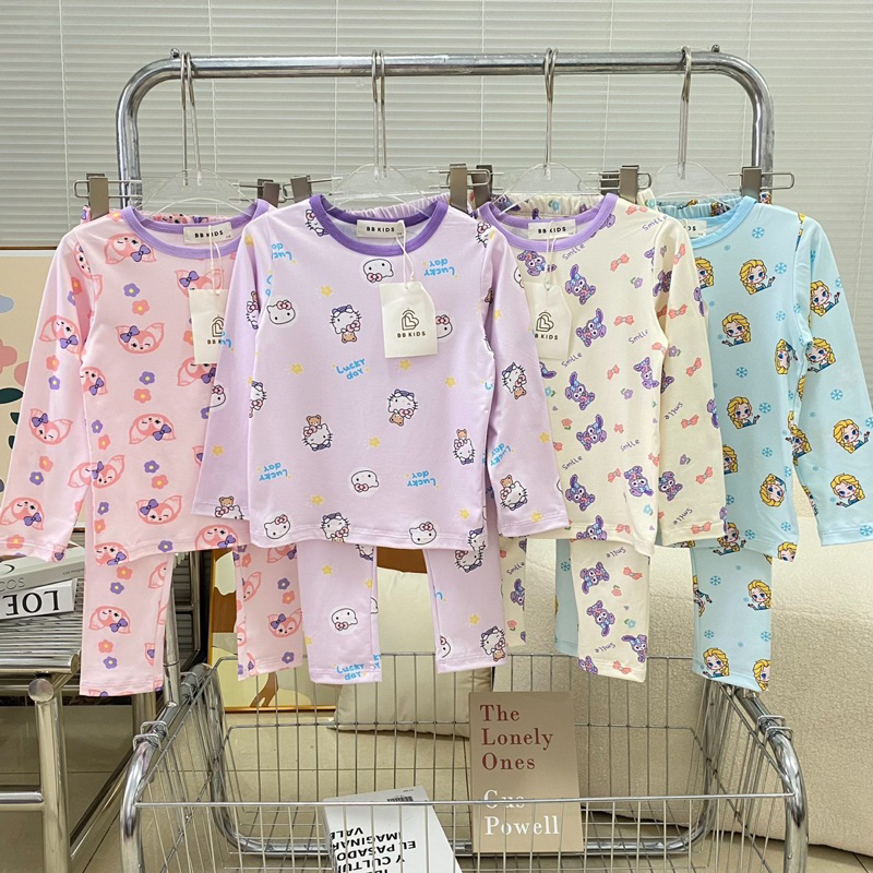 BBKIDS 03 ชุดนอนเด็ก ชุดเด็กแขนยาว ชุดเสื้อกางเกงสีเดียวกัน