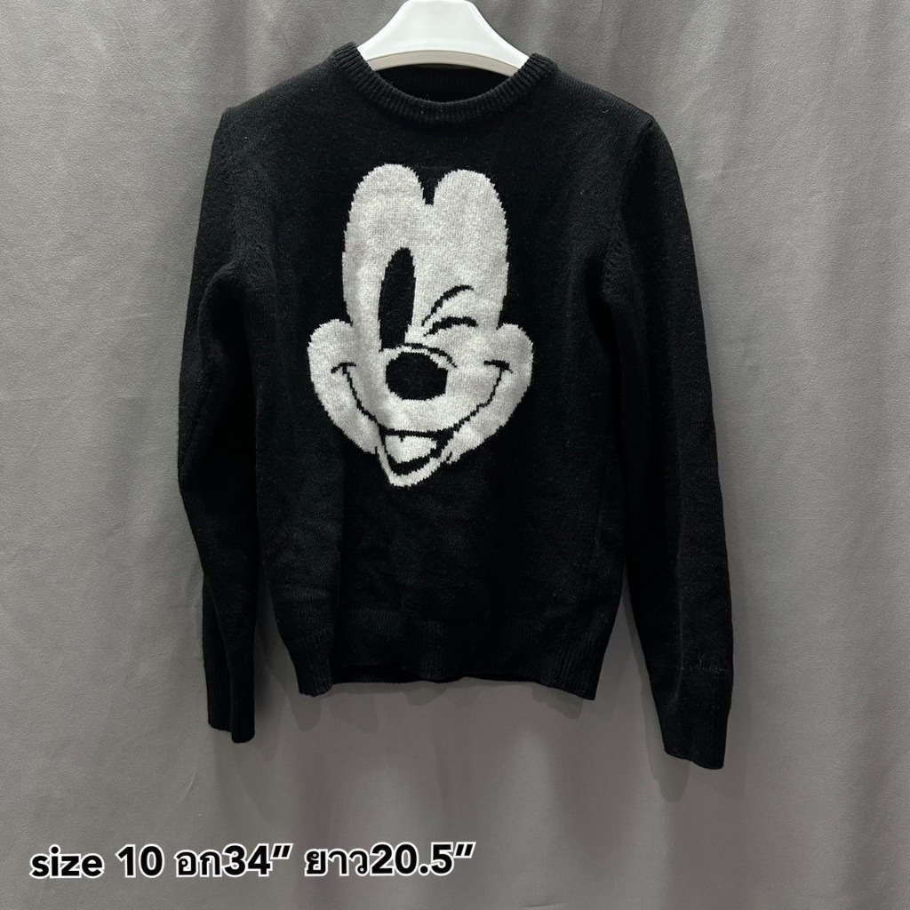 SALE Mc2 Saint Barth เสื้อแขนยาว ดำ กันหนาว เสื้อ sweater knit ลาย มิกกี้ เมาส์ Mickey Mouse ของแท้ 