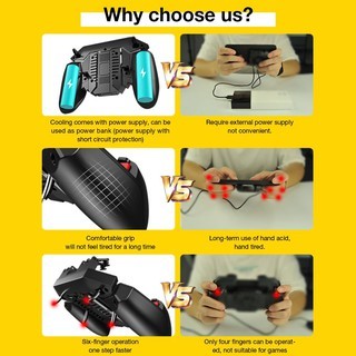 Memo AK77 Gamepad จอย PUBG พร้อมปุ่มยิง 4 ตำแหน่ง พัดลมระบายอากาศ แบตเตอรี่ 1200mAh /4000mAh