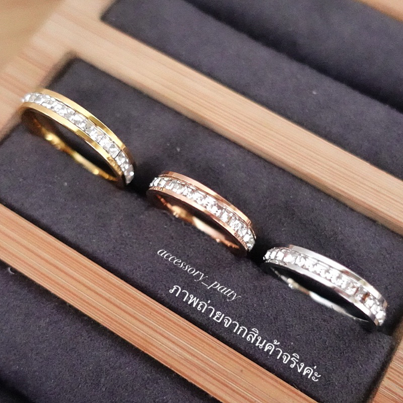 💍แหวนstainlessเส้นเรียบ รุ่นR04 เพชรรอบวง ✨รุ่นนี้ใส่ที่สุดมีติดนิ้วแมทลุคง่ายค่ะ - รูปที่ 4