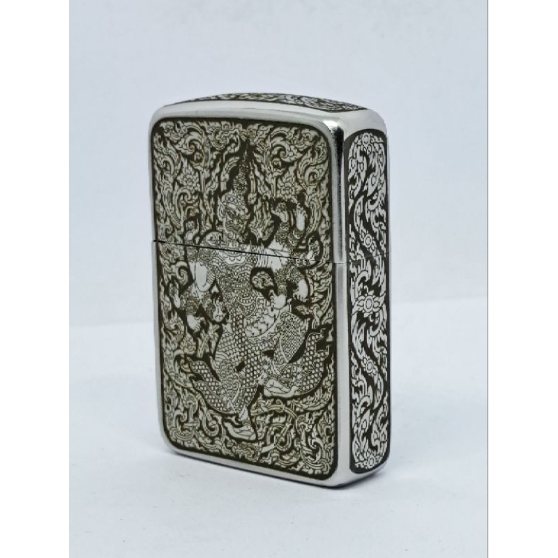 ไฟแช็กซิปโป้ลายไทย Zippo Replica แกะลายทศกัณฐ์ แกะลายไทย 5ด้าน