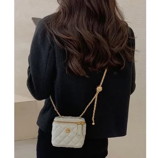 กระเป๋าทรงถังพร้อมสายโซ่รุป ทรงสี่เหลี่ยม ทรงกล่อง กระเป๋าสะพายข้าง กระเป๋าแฟชั่นผู้หญิง กระเป๋ารุ่นฮิต