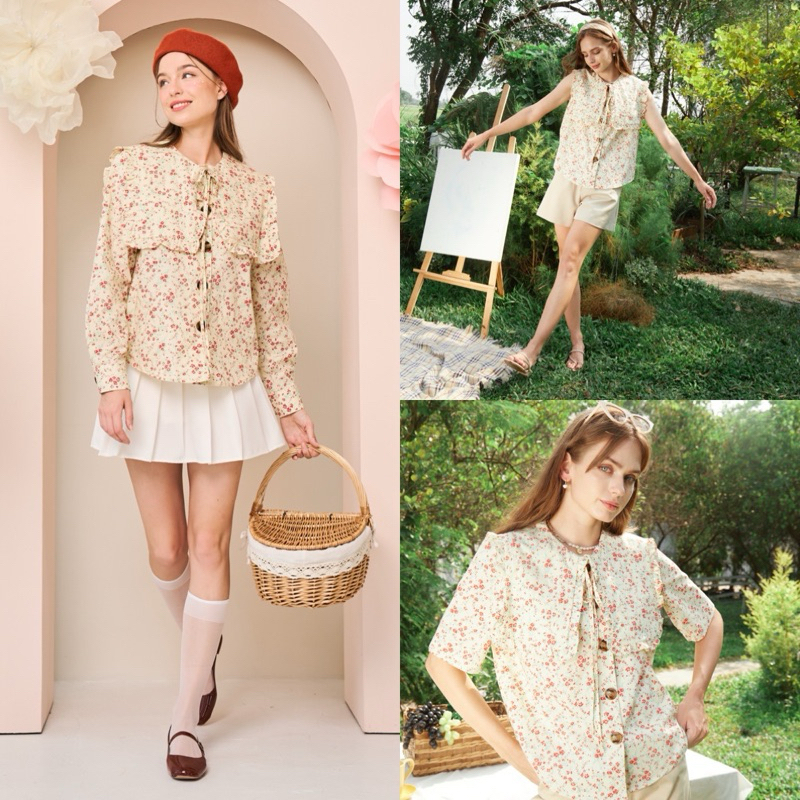 [พร้อมส่ง] ⟢ primproudhome "Blossom Bloom" เสื้อเชิ๊ตแขนยาว ลายดอกไม้