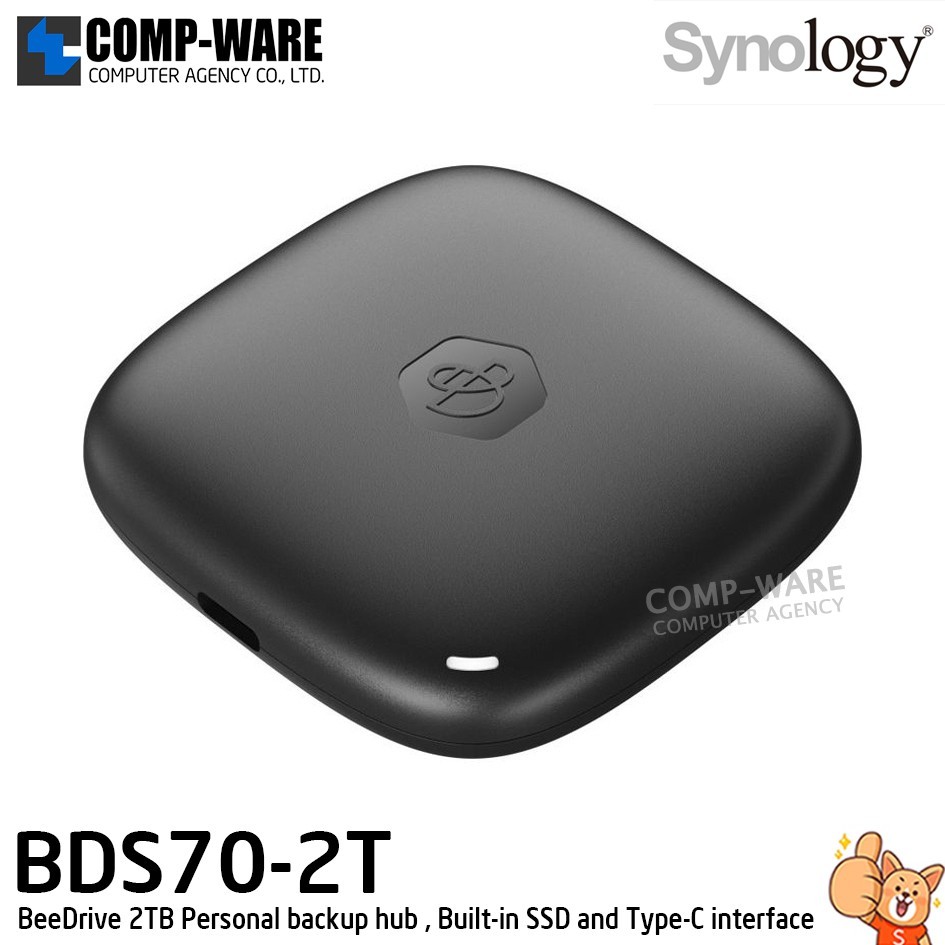 Synology BeeDrive 2TB Personal backup hub , Built-in SSD and USB 3.2 Gen 2 (10Gbps) Type-C interface