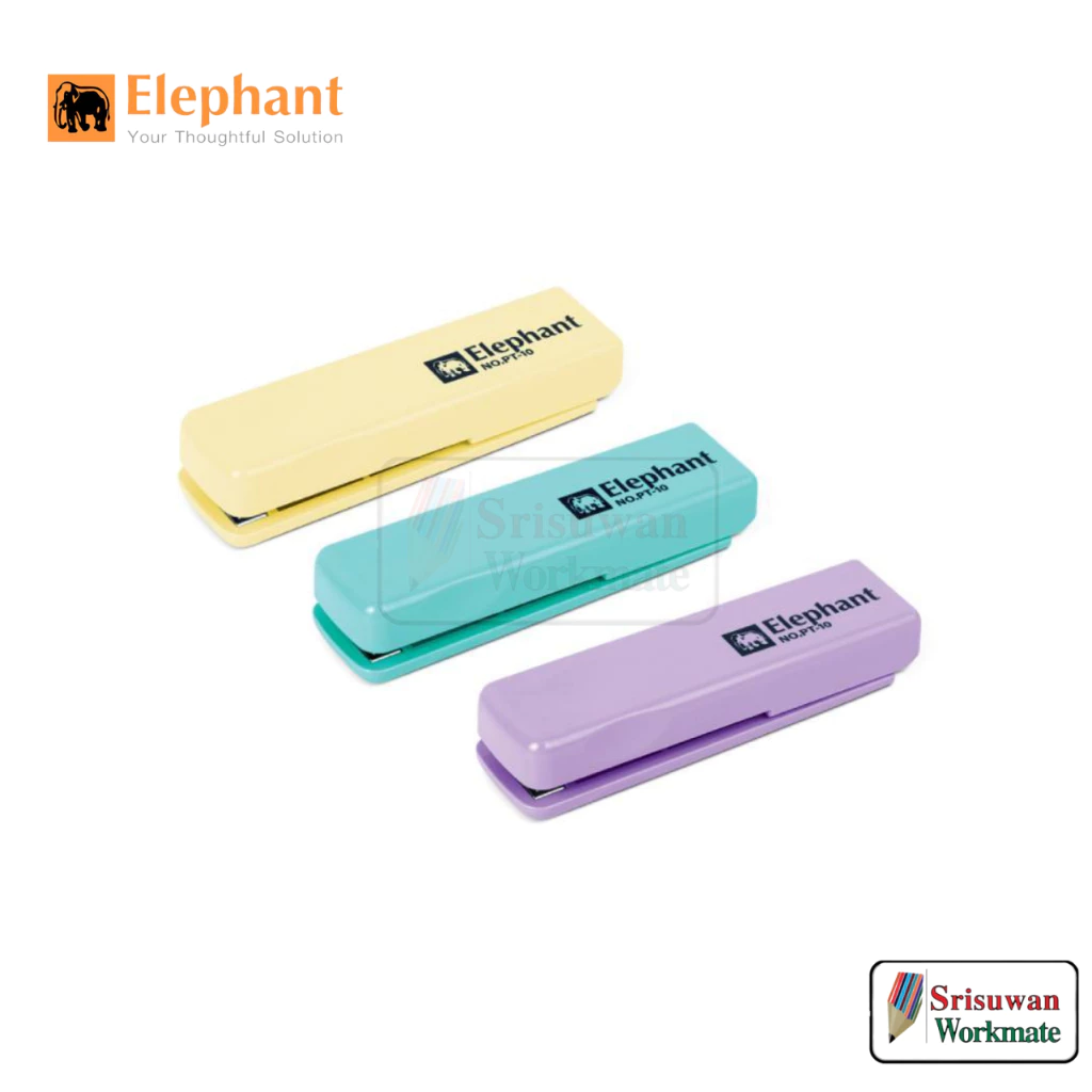 Elephant No.PT-10 คละสี เครื่องเย็บกระดาษ พับเก็บได้ สีพาสเทล Stepler PT-10 จำนวน 1 เครื่อง