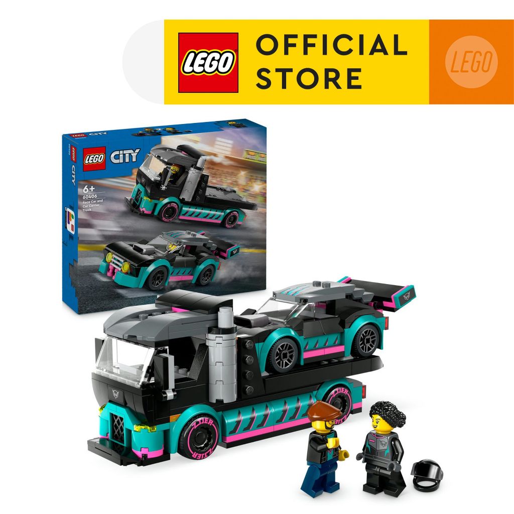 LEGO City 60406 Race Car and Car Carrier Truck Building Toy (328 Pieces)