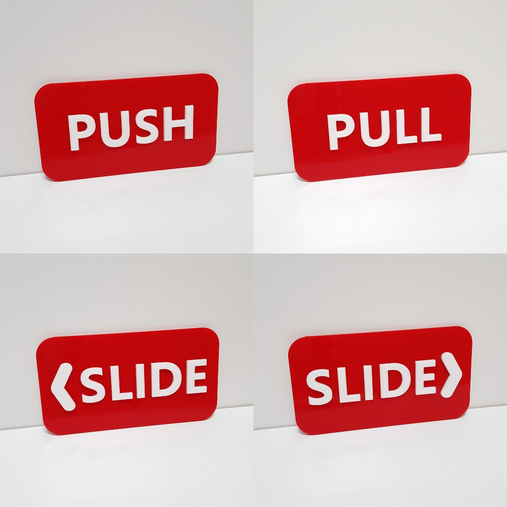 PUSH,PULL,SLIDE ป้ายผลัก+ดึง ป้ายติดกระจก ป้ายติดประตู เหมาะสำหรับตกแต่งร้าน แต่งบ้าน พร้อมส่ง - รูปที่ 5