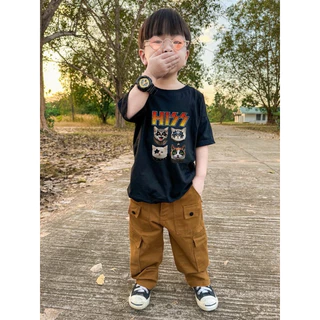 พร้อมส่ง🇹🇭เซ็ตวินเทจเด็ก ทาสแมว เสื้อและกางเกงคาโก้ มีขายแยก ดูตัวเลือกได้เลย