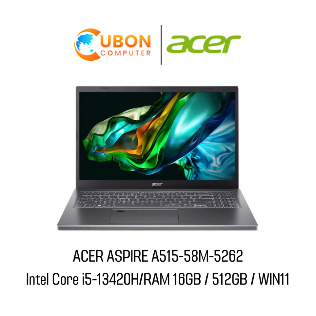 ACER ASPIRE A515-58M-5262 NOTEBOOK (โน๊ตบุ๊ค) Intel Core i5-13420H/RAM 16GB / 512GB / WIN11 +OF ประกันศูนย์ 2 ปี