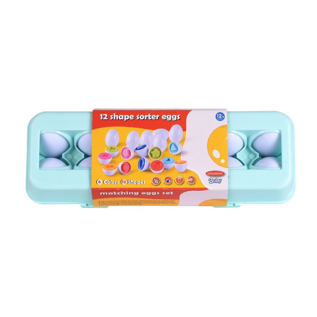 Wel-B x Infunbebe shape sorter eggs (ชุดเรียงไข่สี 12 ชิ้น) - ของเล่น ของเล่นเด็ก ไข่เรียงสี ของเล่นไข่ หลายรูปร่าง