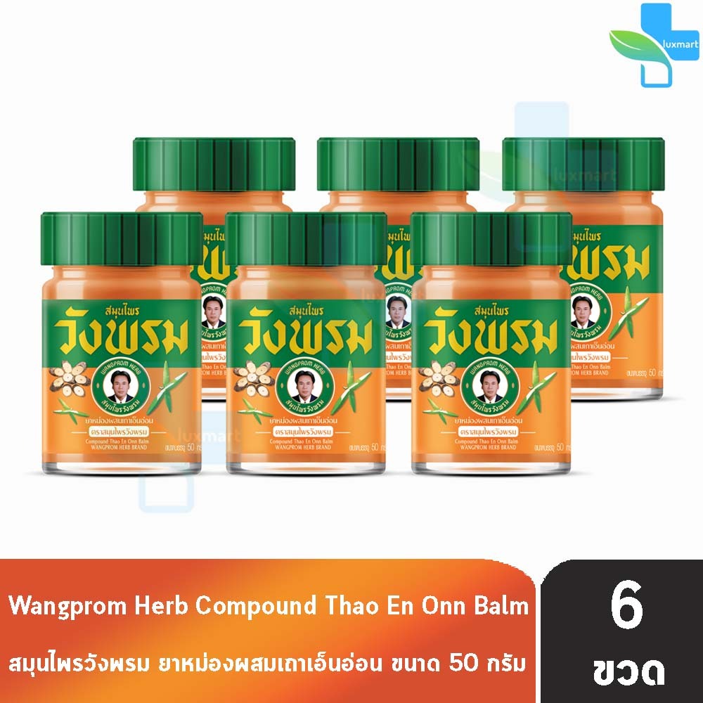 สมุนไพร วังพรม หมอเฉลิม ยาหม่อง สูตรเถาเอ็นอ่อน ขนาด 50 กรัม [6 ขวด สีส้ม] GG 9204 Wangprom Herb สมุนไพรวังพรม สมุนไพร