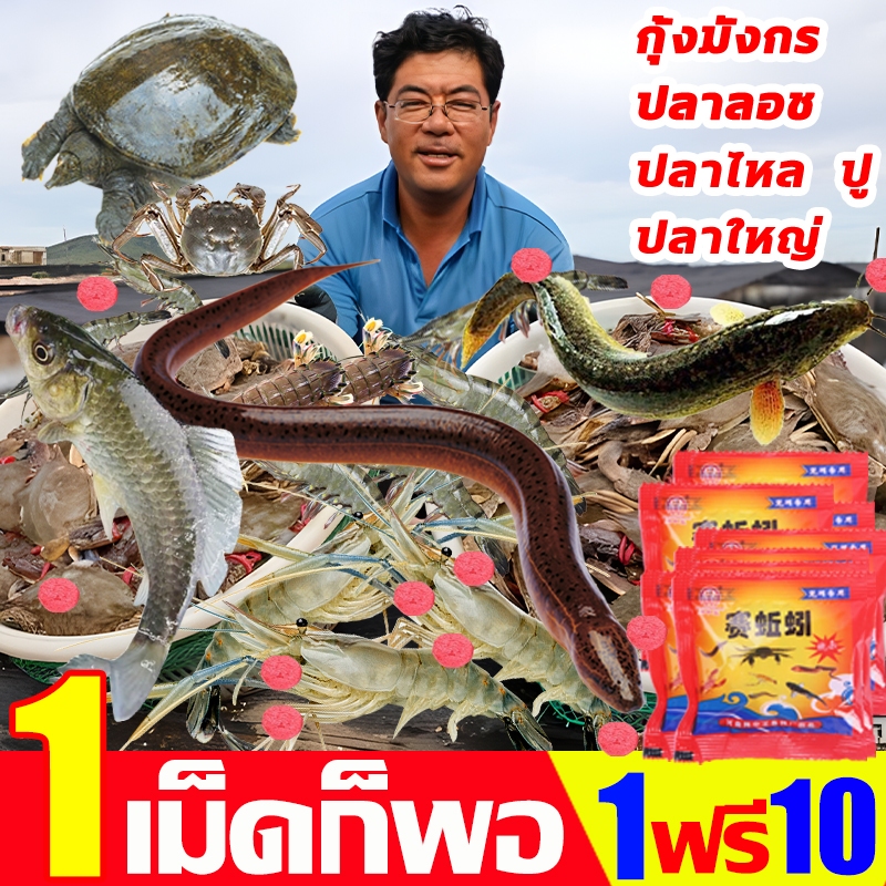 เหยื่อปลา ล่อที่มีประสิทธิภาพ ปลา ปลาไหล ปู กุ้ง อาหารปลา เหยื่อล่อปลา เหยื่อกุ้ง 1ฟรี10 เหยื่อดักปลาไล หัวเชื้อปลาไหล