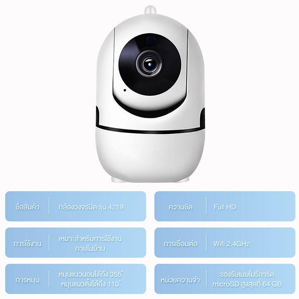 ACEHOME กล้องวงจรปิด รุ่น 4219 โต้ตอบได้ คมชัด HD1080P IP Camera หมุนได้ กล้องวงจรปิด HTD รุ่น 4219