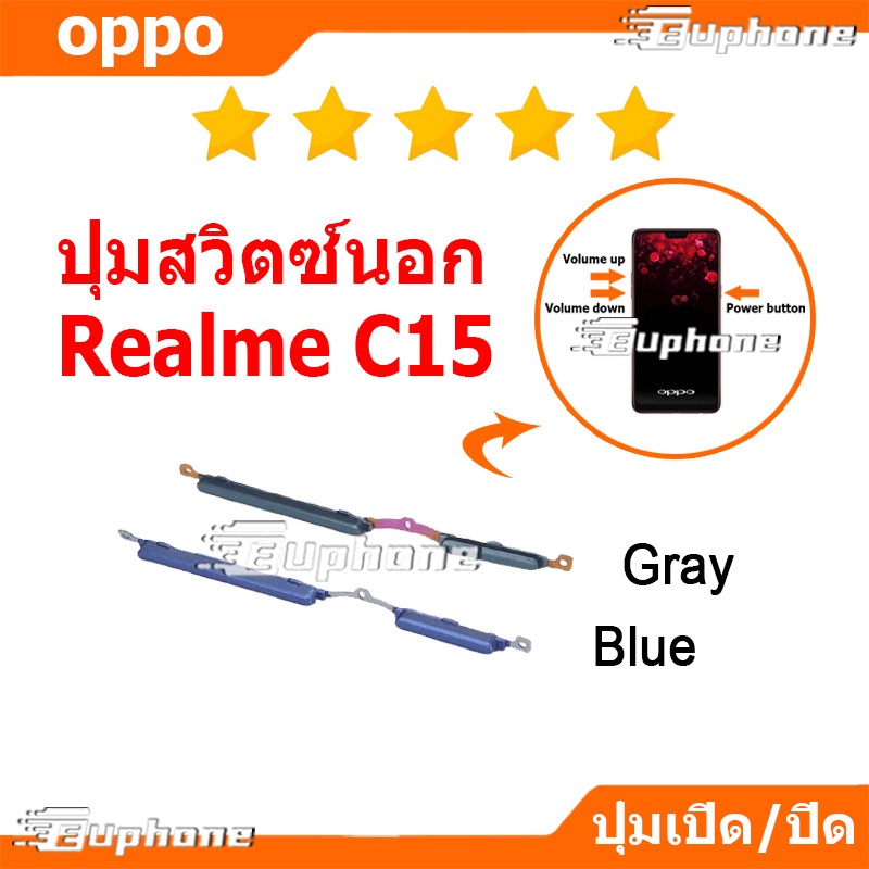ปุ่มกดสวิทช์ด้านนอก Realme C15 ปุ่มเปิดปิด ปรับระดับเสียงขึ้นลง ON OFF+VOLUME BUTTON
