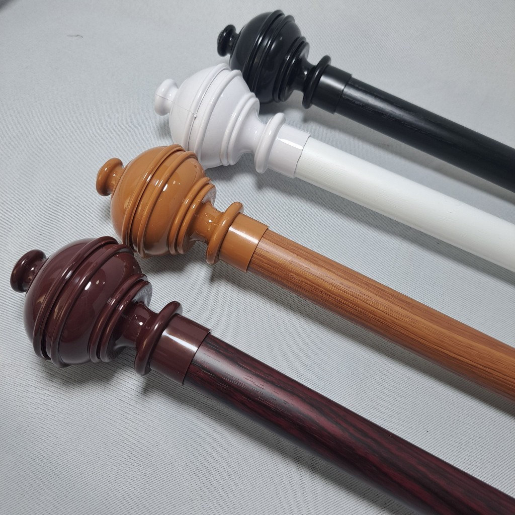 ราวผ้าม่านตาไก่ สีสักทอง พร้อมอุปกรณ์ติดตั้งครบชุด หัวจุกสูง