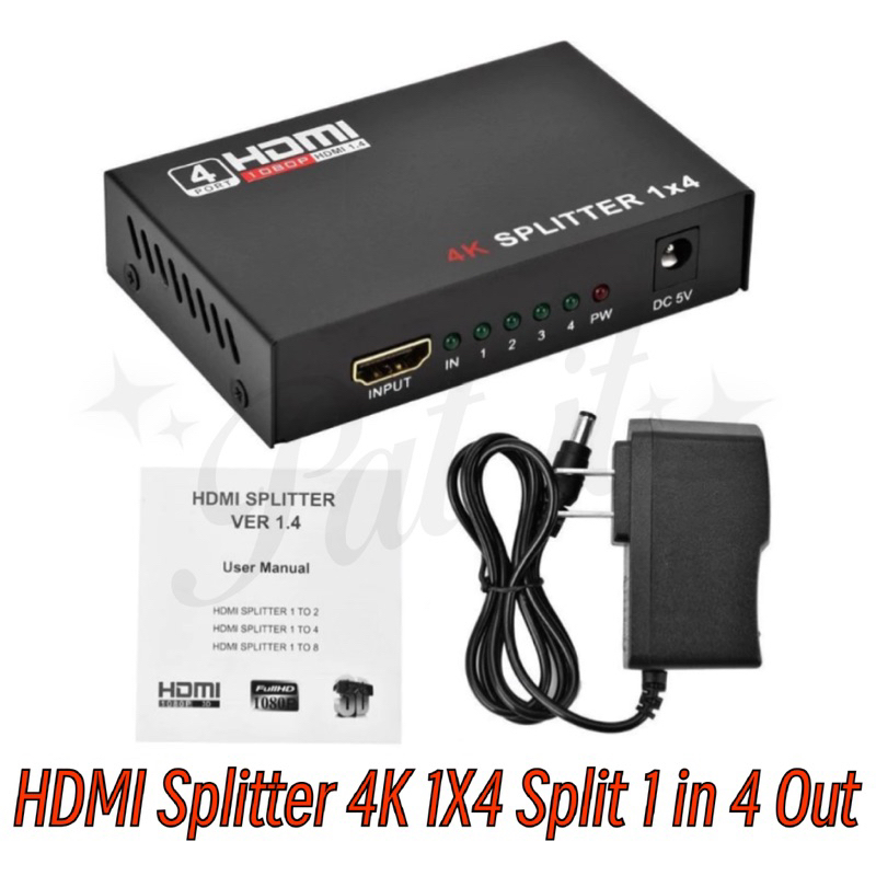 HDMI Splitter 4K ตัวแยกสัญญาณละเอียดสูง เข้า 1 ออก 4 Full HD 3D Video 1X4 Split 1 in 4 Out