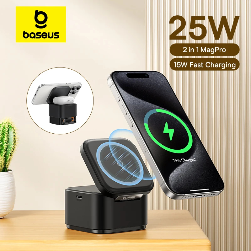 【2 Years Warranty】Baseus MagPro 2-in-1 Magnetic Wireless Charger 25W