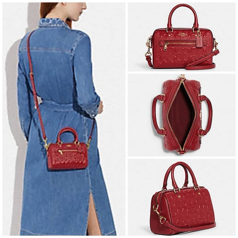 แท้ % Coach Mini Rowan Crossbody In Signature Canvas #C9947