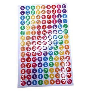 สติ๊กเกอร์กันน้ำ สีสันสดใส ABC,123,ก-ฮ