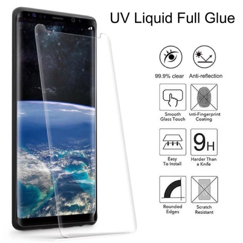 ฟิล์มกระจก UV S8 Note8  S9 Plus Note9 10 20 S10 S10+ S20 S21 S22 Ultra  REALME 11PRO V27 V29 Reno8Tฟ