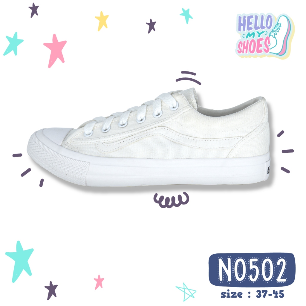 รองเท้าผ้าใบผูกเชือก พื้นยางพารากันลื่น รุ่น NO502 สินค้าตรงปก จัดส่งไว แท้100% รูปที่ 9