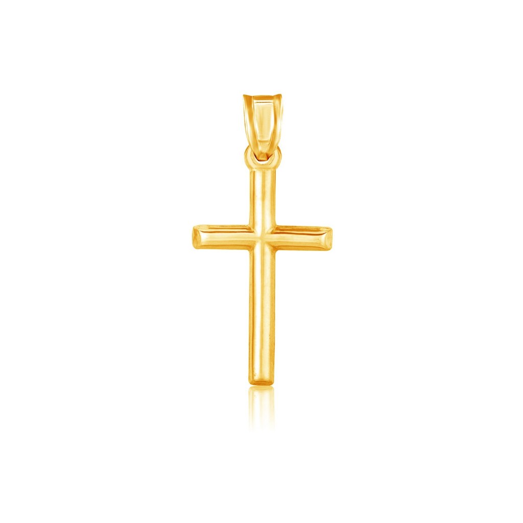 Nathalias NY จี้กางเขนทองคำ 14k ขัดเงาเรียบหรู High Polish Cross Pendant 0.5 gram(s) พร้อมส่ง