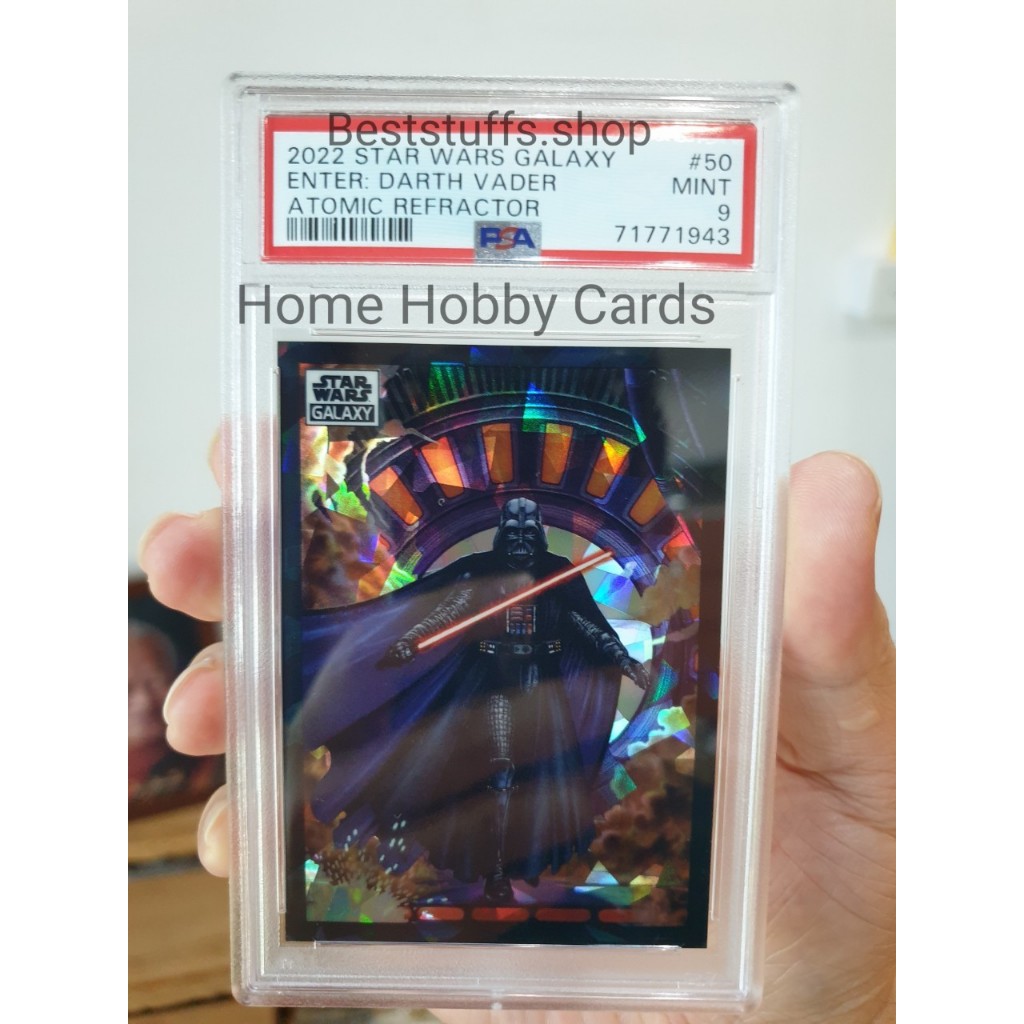 การ์ด 2022 Topps Chrome Star Wars Galaxy "Enter : Darth Vader" Atomic refractor /150 PSA 9