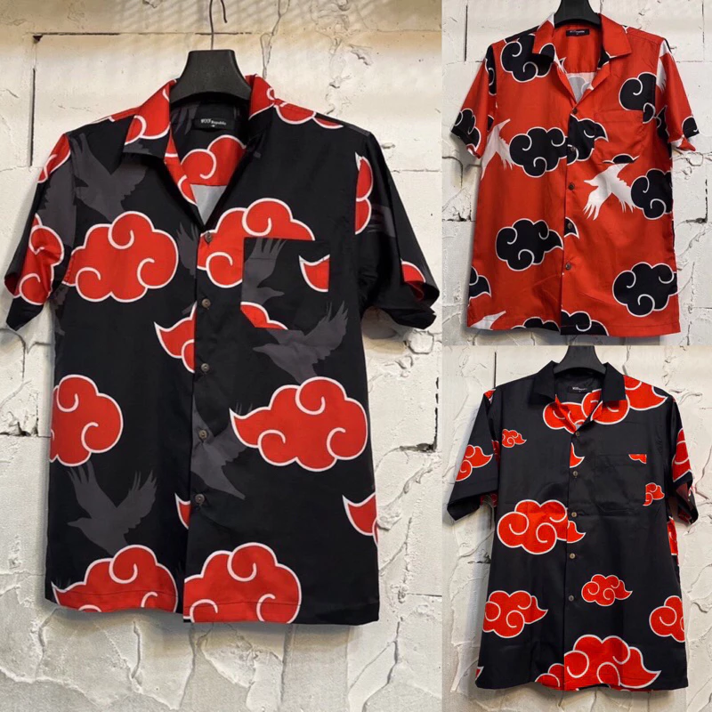 ฮาวายนารูโตะแสงอุษาสีแดง เนื้อผ้าไหมซาตินอิตาลี่💯%ไซส์ m l xl 2xl 3xl 4xl ผ้านิ่มสวมใส่สบายไม่ร้อน ใส่ได้ทั้งชายและหญิง