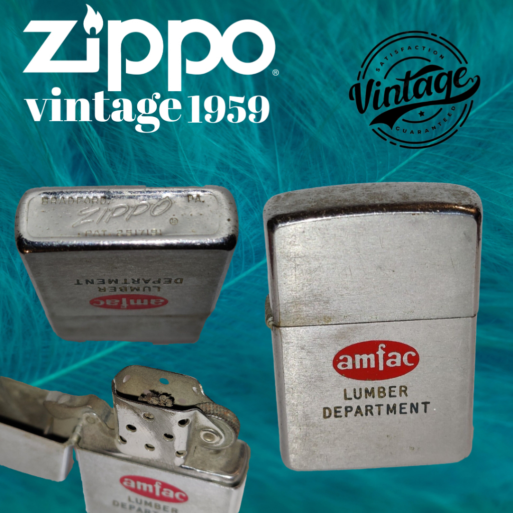 VINTAGE Zippo lighter with a company advertising "AMFAC Hawaii Lumber Department" years 1959