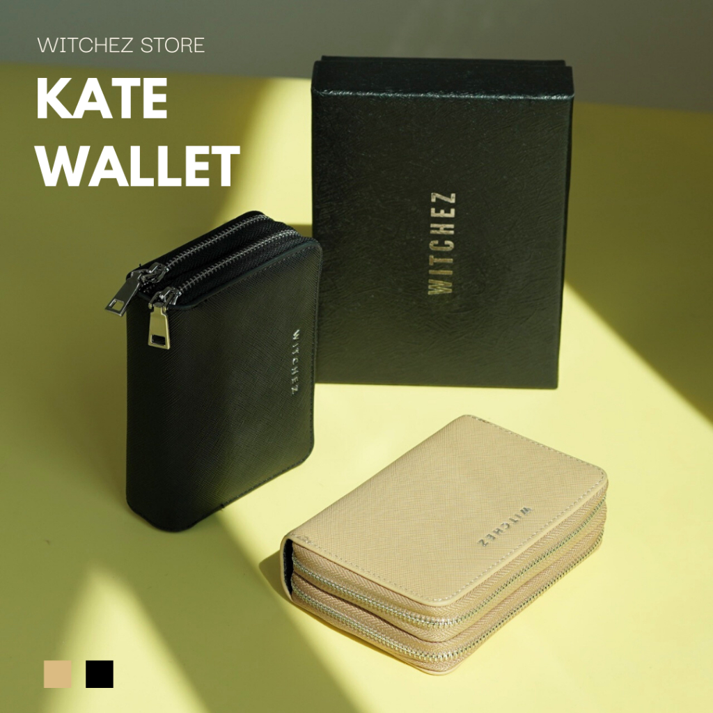 Kate 2 zip Wallet กระเป๋าสตางค์ใบสั้น2ซิป [หนังกันรอย]