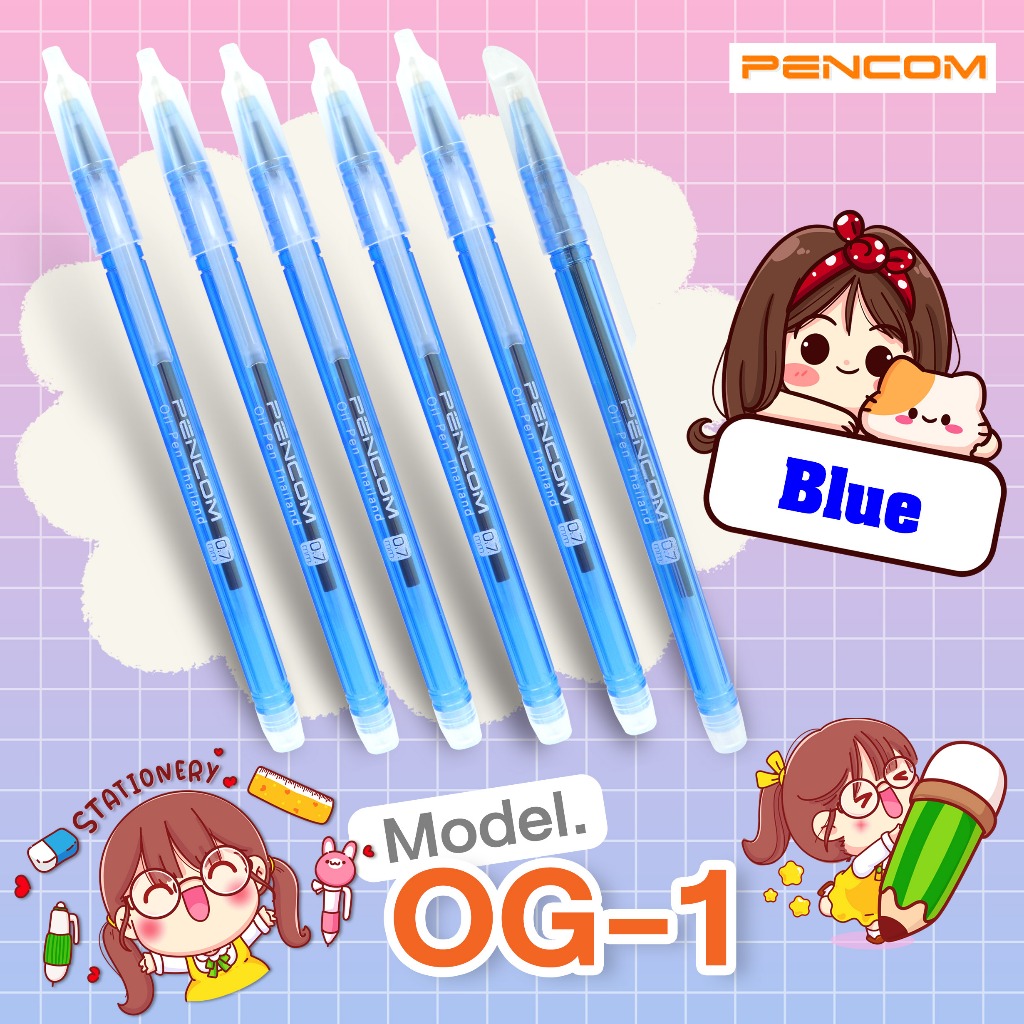 Pencom  OG01-BL ปากกาหมึกน้ำมันแบบปลอก(รับใบเสร็จรบกวนแจ้งในหมายเหตุ)
