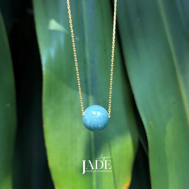 AYRD | สร้อยเงินเเท้925จี้หยกพม่าเเท้ สีบลูโอเชี่ยน Jadeite Type A นำพาโชคลาภ ความมั่งคั่ง เจรจาค้าขาย ธุรกิจรุ่งเรือง