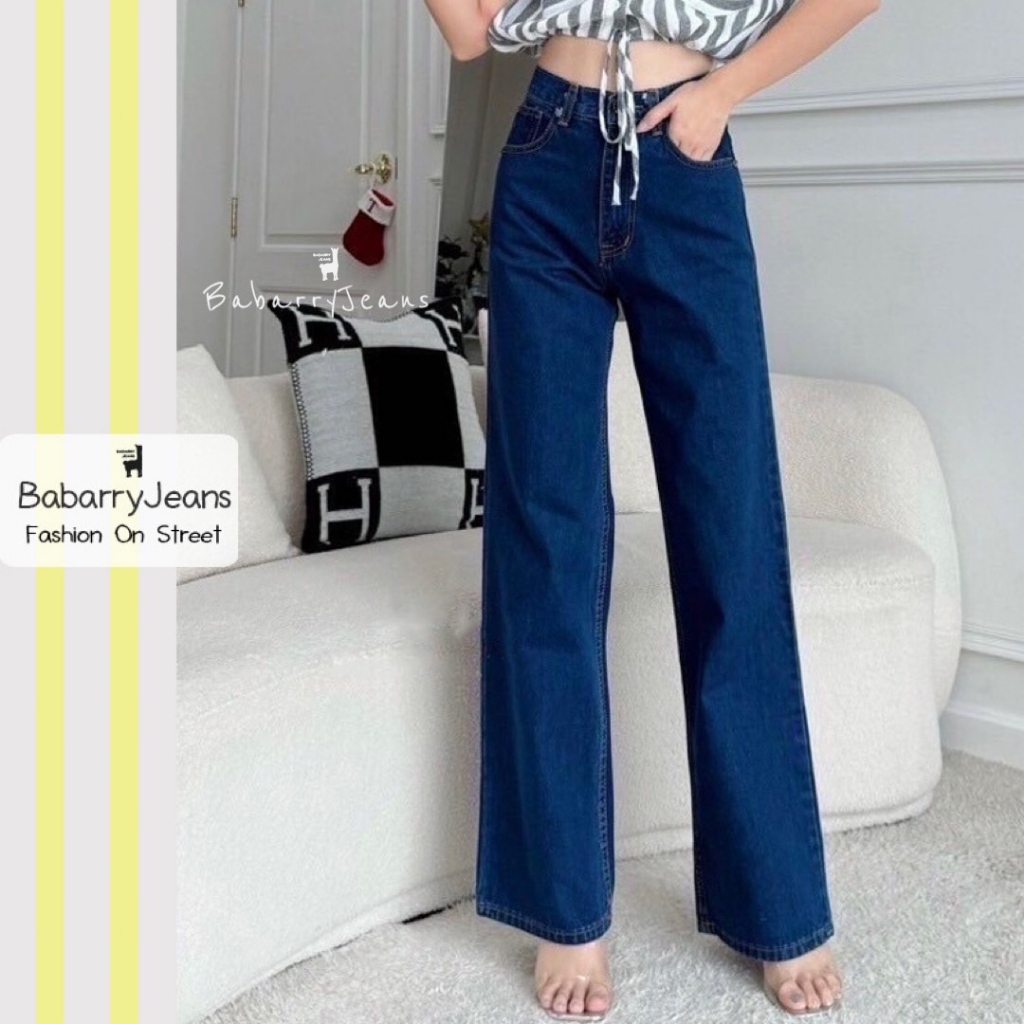 BabarryJeans ทรงกระบอก คลาสสิค (Classic) Vintage Style มีบิ๊กไซส์ S-5XL / สียีนส์เข้ม