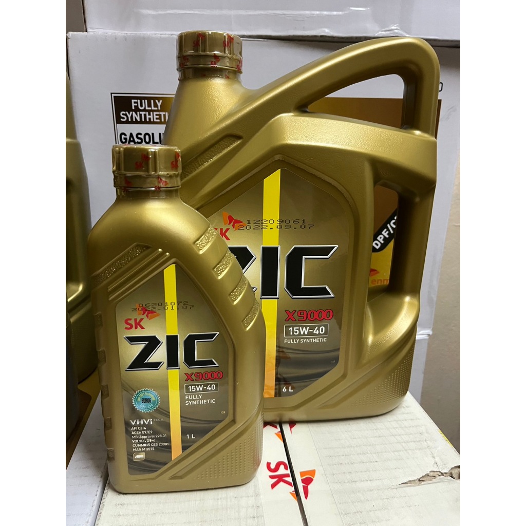 7 ลิตร ZIC X-9000 น้ำมันเครื่องดีเซลสังเคราะห์แท้ 100% 15W40 API CJ-4 ACEA E7/E9 ขนาด 6+1 ลิตร(00002097(1)+ 00002098(1))