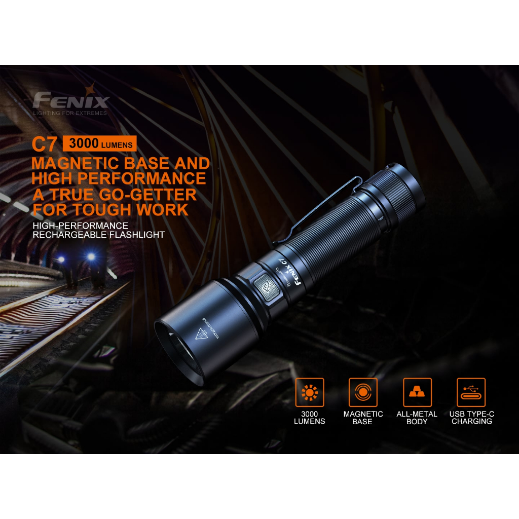 ไฟฉายFENIX C7 สว่าง 3000 LUMENS ส่องไกล 470 เมตร
