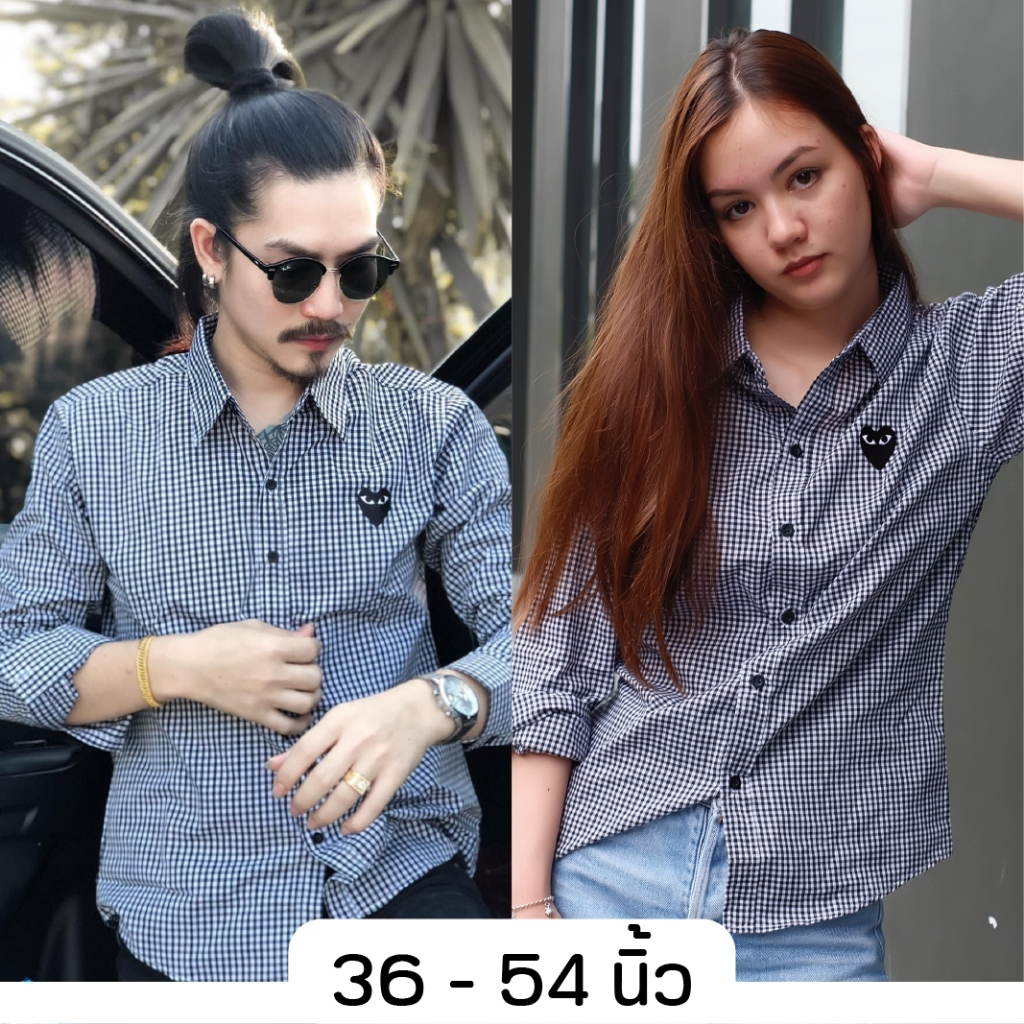 takayay brand เสื้อเชิ้ต สก๊อตแดงเล็กใจดำ 36-54 นิ้ว เสื้อเชิ้ตสีแดง ผ้าคอตตอนทวิล