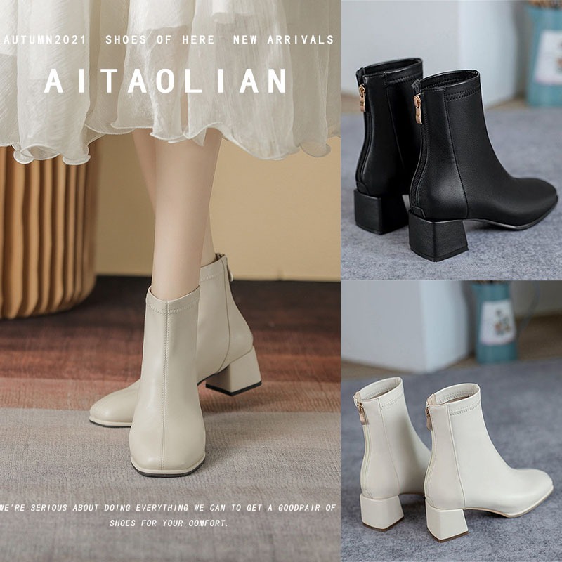 Fashion Boots รองเท้าบูทมาร์ตินสีขาว รองเท้าบู๊ทมาร์ติน รองเท้าบู๊ตสำหรับผู้หญิง