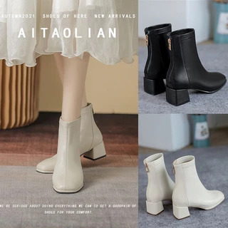 Fashion Boots รองเท้าบูทมาร์ตินสีขาว รองเท้าบู๊ทมาร์ติน รองเท้าบู๊ตสำหรับผู้หญิง