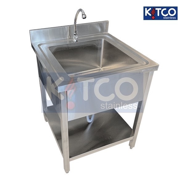 อ่างล้างจาน 1 หลุม ซิงค์ สเตนเลส พร้อมชั้นวางของ - Kitco Stainless