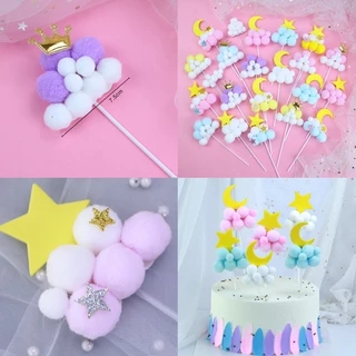 ลายมาใหม่🎈🎈 ป้ายปักเค้ก HBD ป้ายปักรูปก้อนเมฆ CAKE Happy Birthday อุปกรณ์ตกแต่งเค้ก C22