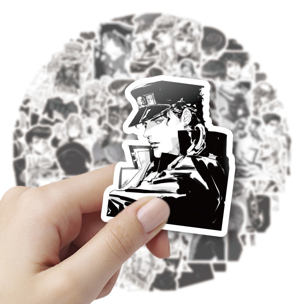💥พร้อมส่ง💥เซ็ตสติกเกอร์ JOJO ขาวดำ 60 ชิ้น! วัสดุ PET โปร่งใส กันน้ำ ติดได้ทุกที่