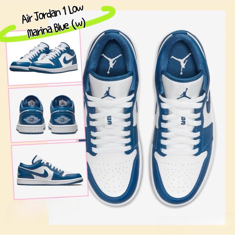 [ ของแท้ 💯 ] Air Jordan 1 Low Marina Blue (w) { มือ1 พร้อมกล่อง อุปกรณ์ครบ }