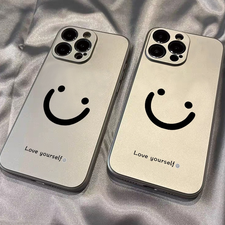 สําหรับ FOR IPhone 14 11 13 12 Pro Max 14 7 8 Plus X XR XS MAX รูปแบบหน้ายิ้ม ป้องกันการตก โลหะ กรณีโทรศัพท์มือถือ CASE