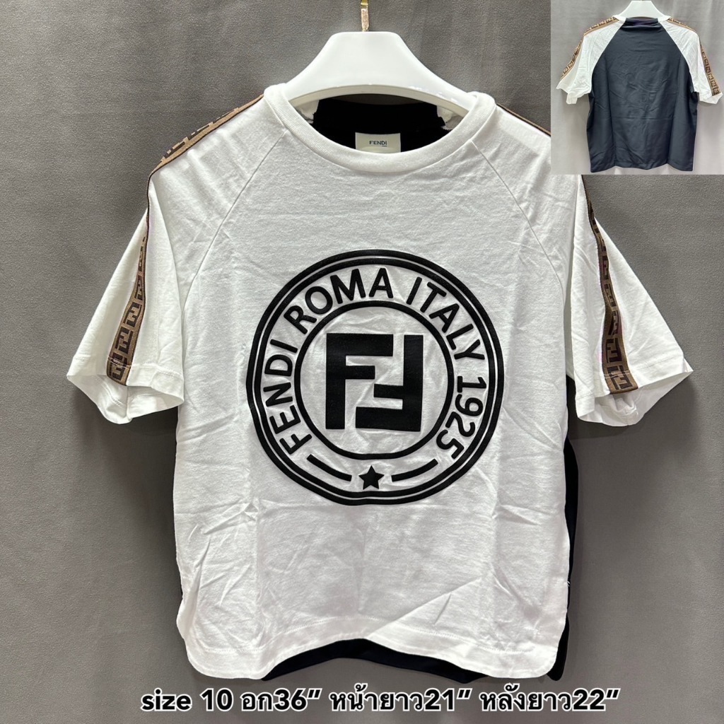 เคลียร์สต็อค ลดหนักมาก ของใหม่ Fendi ของแท้ t-shirt เสื้อยืด ขาว แขนสั้น FF น้ำตาล ดำ เฟนดิ แบรนด์เน