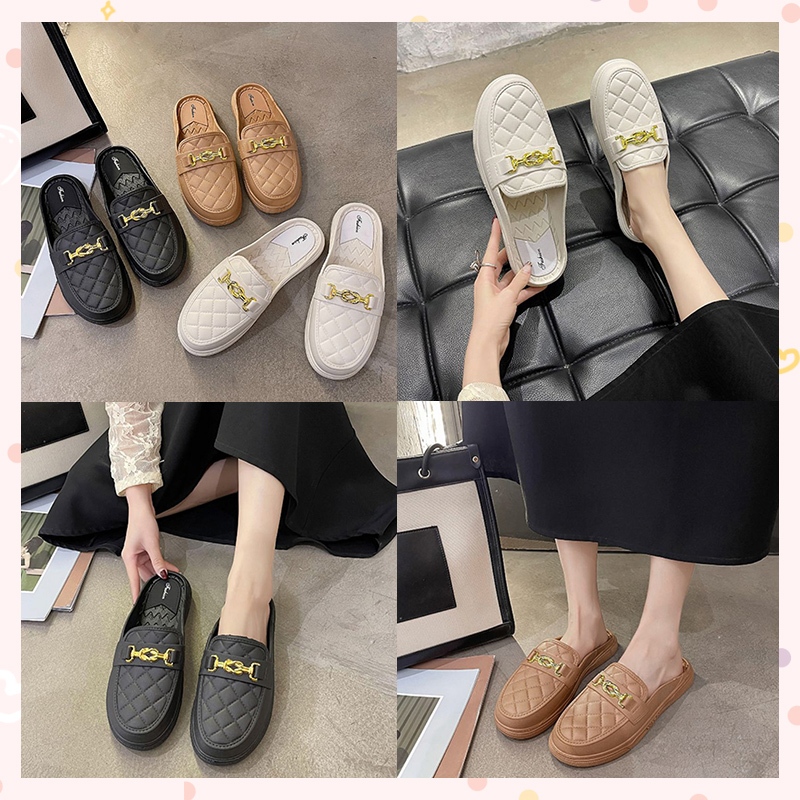 Swayy ฮิตรองเท้าแตะทรงคัดชูเปิดส้นแต่งอะไหล่สีทอง มีให้เลือก 3 สี น้ำหนักเบาสวมใส่สบายไม่ร้อนแต่งตัวง่ายใส่ได้ทุกโอกาส
