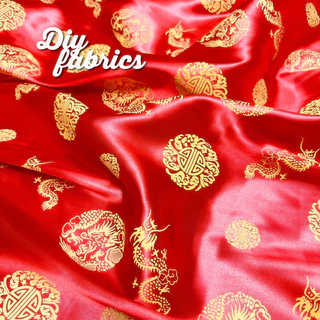 พร้อมส่ง 🇹🇭ผ้าตรุษจีน ไหมจีน เครปลาย ผ้าไหมลาย ซาติน ลายมังกร 44“ ปูโต๊ะไหว้เจ้าชุดจีน เทศกาลกินเจ สาทรจีน ไหว้พระจันทร์